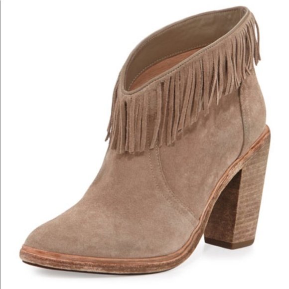 Joie Loren Suede Fringe Booties Size 9 - Picture 2 of 13